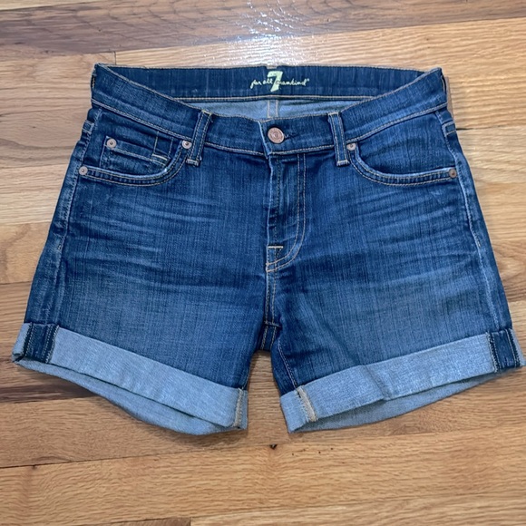 7 for all mankind - denim shorts with rolled up cuff - sz23 - Picture 1 of 3
